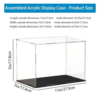 Acrylic Display Case for Collectibles and Toys, Versatile Clear Acrylic Display Box with Black Base for Showcase and Displaying, 11x7x7-inch - size: 11"L x 7"W x 7"H