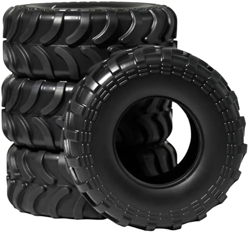 1.3" Tires for SCX24 & TRX4M 63.2 26.7mm RC Crawler Tires Upgrades with Foam Inserts Compatible with Traxxas Axial 1/18 1/24 Scale RC Cars Aggressive Mud Terrain Sticky Crawler Design - size: 1.3-66mm-rzt
