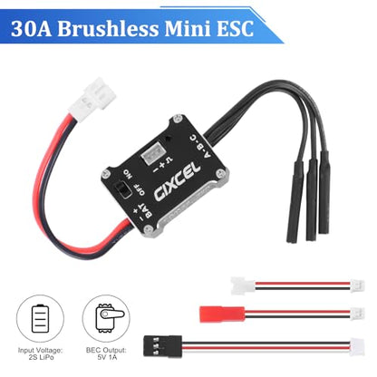 30A Brushless ESC for TRX4M SCX24 Micro RC Crawlers Upgrades | Compact 30A brushless ESC delivers smooth throttle response and reliable power for 1/18 and 1/24 micro crawlers
