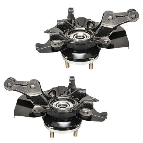 Detroit Axle - 4pc Steering Knuckles Kit for 06-11 Hyundai Accent 4-Wheel | ABS, 2 Front Steering Knuckles & Wheel Bearing Hubs 2 Rear Wheel Bearing and Hubs 2006 2007 2008 2009 2010 2011 Replacement - size: 4UW48689/Kit