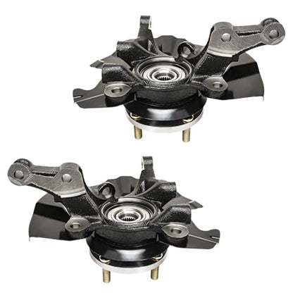 Detroit Axle - 4pc Steering Knuckles Kit for 06-11 Hyundai Accent 4-Wheel | ABS, 2 Front Steering Knuckles & Wheel Bearing Hubs 2 Rear Wheel Bearing and Hubs 2006 2007 2008 2009 2010 2011 Replacement - size: 4UW48689/Kit