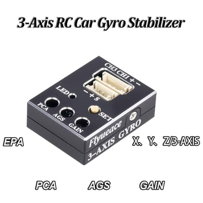 3 Axis Gyro Upgraded Mini Gyros - Automatic Stability Control Transmitter Gyroscope Sensitivity Adjustable for RC for RC Drift Racing Crawlers Cars Boats