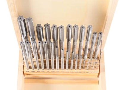 Accusize HSS Chucking Reamer Set 1/16 to 1/2 in by 1/64, 5500-SF00 | 29 Pc Fractional Set, Straight Shank, Straight Flute, Right-Hand Cut, +0.0001 to +0.0005 in Tolerance - size: 1/16" thru. 1/2" by 1/64"