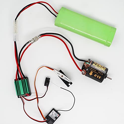 Milltrip RC Brushed Motor, ESC Combo with 540 21T Brushed Motor | 65A Waterproof Green Brushed ESC for Traxxas for Tamiya