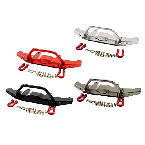 1:16 WPL C14 C24 RC Truck Aluminum Alloy Front Bumper with Red Hooks, Adjustable Height, Easy Installation - Metal, Weight and Compact - for Rock Crawler - Titanium - color: Titanium