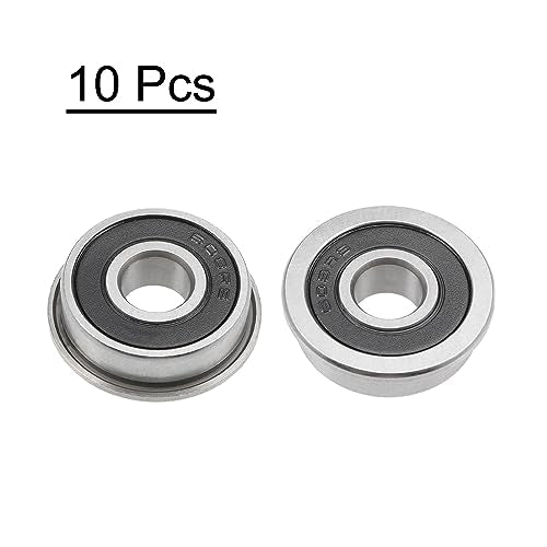 uxcell F608-2RS Flanged Ball Bearing 8x22x7mm Double Sealed Chrome Steel Flange Bearings, 10pcs - size: F608-2RS