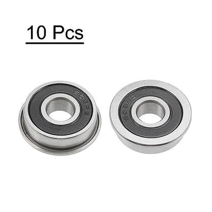 uxcell F608-2RS Flanged Ball Bearing 8x22x7mm Double Sealed Chrome Steel Flange Bearings, 10pcs - size: F608-2RS