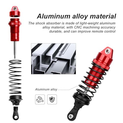 HobbyPark RC Shocks for 1/10 Traxxas Slash 4x4 Hoss Rustler Stampede Bandit VXL Nitro Shock Absorber Damper Set Upgrades Parts Replace of 5862 (Red)