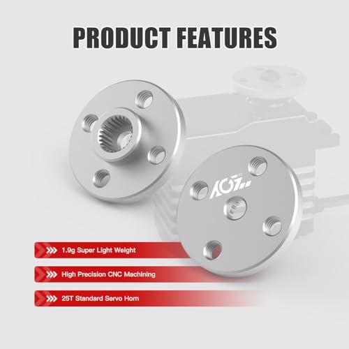 AGFRC 25T Round AL7075 Servo Horn for 1/10 1/8 RC Cars (HSO07) | CNC Machined AL7075, 19.8mm Diameter, 25T spline (φ5.92mm), Fits Standard & Low Profile Servos
