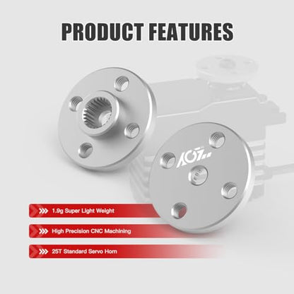 AGFRC 25T Round AL7075 Servo Horn for 1/10 1/8 RC Cars (HSO07) | CNC Machined AL7075, 19.8mm Diameter, 25T spline (φ5.92mm), Fits Standard & Low Profile Servos