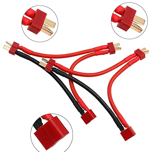 2Pcs HIRCQOO RC Car Serial Series Cable Adapter Compatible with XT90 Large Tamiya Traxxas EC5 XT60 EC3 T Plug for RC Truck Boat Lipo Battery ESC (T Plug) - style: T Plug
