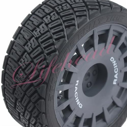 Lifehead 67mm RC On-Road Rally Car Tires and Wheels for 1/10 RC On-Road Touring Drift Car HSP Tamiya XV01 TT01 TT02B HPI Kyosho FAZER MK2 /12mm Hex - color: Grey a