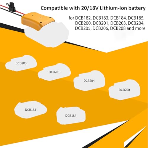 Kzreect for Power Wheel Battery Adapter Compatible with Dewalt 20V Battery | Connector Compatible with Fisher Price 12V Cars, 12AWG Wire, 40A Fuse Holder, Screw & Drywall Anchors, Easy to Secure - size: Compatible with Fisher-Price Connector