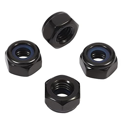 M12 Metric Black Nylon Insert Hex Lock Nuts Locknuts, Stainless Steel 18-8 (304), Black Finish, 10 PCS - color: Black, size: M12-1.75