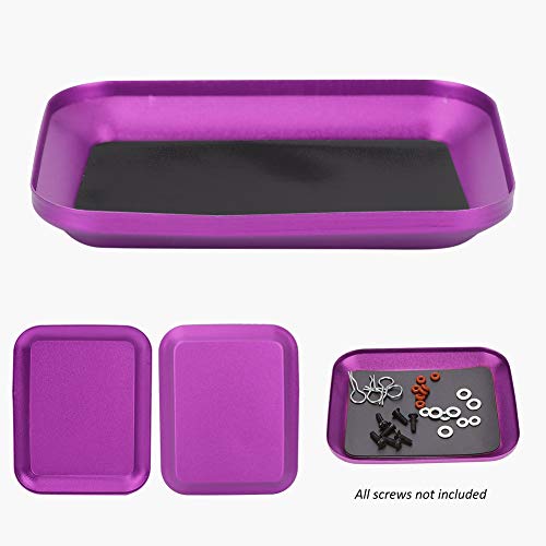 RiToEasysports RC Screw Tray, Storage Magnetic Tray Aluminum Alloy Small Parts and Screws Holder for Fuel Vehicle Parts - color: Purple