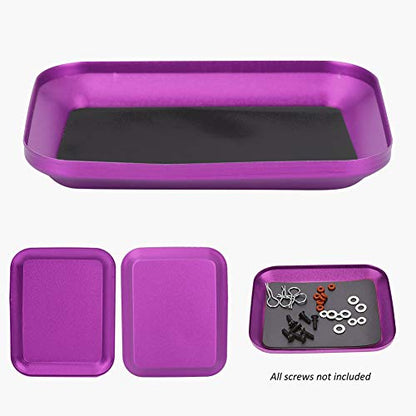 RiToEasysports RC Screw Tray, Storage Magnetic Tray Aluminum Alloy Small Parts and Screws Holder for Fuel Vehicle Parts - color: Purple