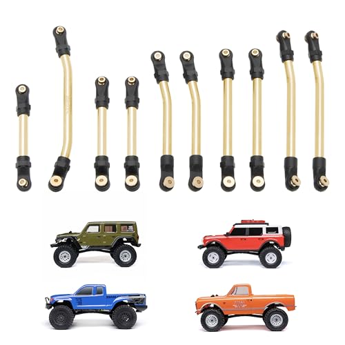 MEUS RACING SCX24 Links High Clearance Chassis Links & Steering Links Set for Axial SCX24 C10 Bronco Wrangler 1/24 RC Crawler, Brass - color: Brass