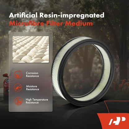A-Premium Universal Air Cleaner Filter Assembly | 14" x 3", Round Polished Air Cleaner, with Recessed Style Base