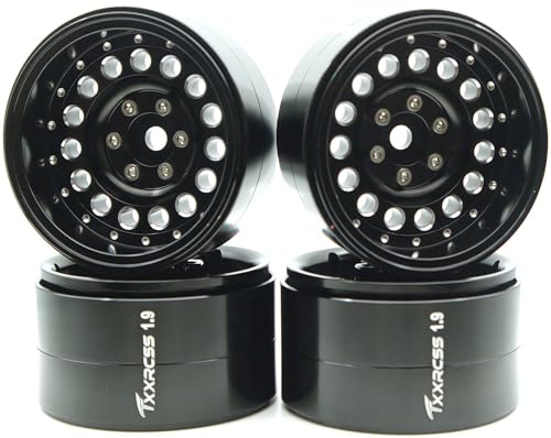 RC 1.9 Inch Beadlock Wheels Negative Offsets 10mm Rims Hex 12mm Aluminum Wheel for TRX4 TRX6 SCX10 Gen8 1/10 RC Crawler Remote Control Car Upgrades Accessories 4pcs (Black) YK1906 - color: Black