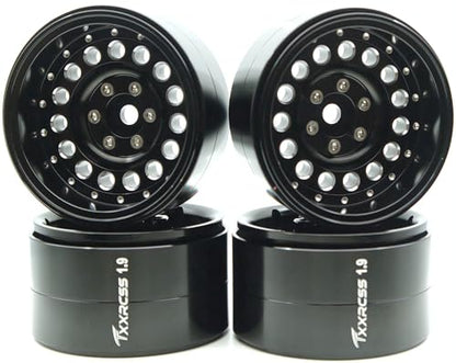 RC 1.9 Inch Beadlock Wheels Negative Offsets 10mm Rims Hex 12mm Aluminum Wheel for TRX4 TRX6 SCX10 Gen8 1/10 RC Crawler Remote Control Car Upgrades Accessories 4pcs (Black) YK1906 - color: Black