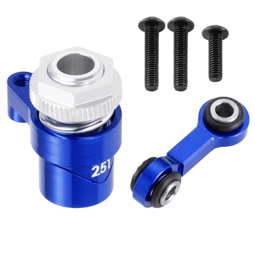 Servo Saver Arm 25T Steering Drag Link for Tra-xxas 1/16 Mini Maxx | 2S 1/10 4WD Ford GT 4-TEC 2.0 3.0 RC Car Upgrade Blue 7075 Aluminum - color: Blue