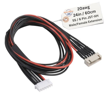 BackBayRC - 5S JST-XH Balance Extensions - 60cm 20awg (100 Strand) Wire - Flexible Silicone Insulation - 2.54mm / 0.1" Pin Spacing - style: 5S_60CM_JST-XH