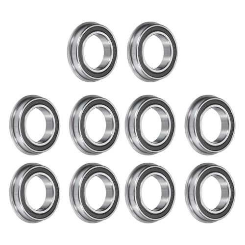 uxcell F6804-2RS Flanged Ball Bearing 20x32x7mm Double Sealed Chrome Steel Flange Bearings, 10pcs - size: F6804-2RS 20x32x7mm