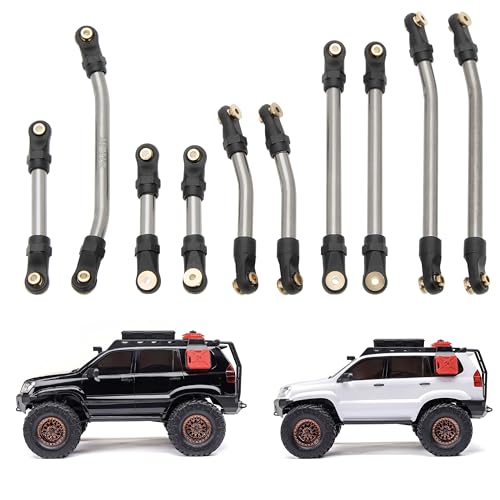 MEUS Racing SCX24 Links Metal High Clearance Chassis Links & Steering Links Set for Axial SCX24 Lexus GX470 1/24 RC Crawler(Titanium Alloy)