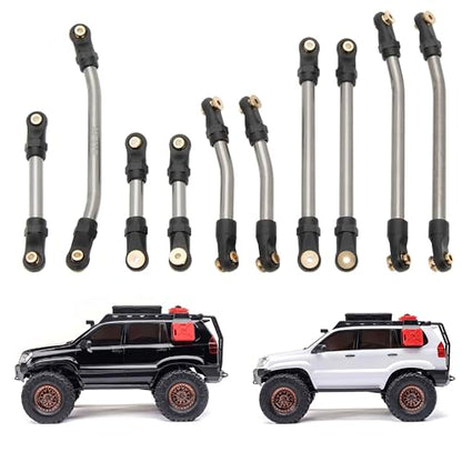 MEUS Racing SCX24 Links Metal High Clearance Chassis Links & Steering Links Set for Axial SCX24 Lexus GX470 1/24 RC Crawler(Titanium Alloy)
