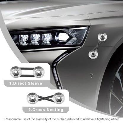 KVAEY Bumper Quick Release, JDM Front Rear Bumper Fasteners with Stainless Steel Screw Rubber O-Ring Washers, Universal Car Bumper Quick Release Tabs Trunk Bend Fenders Holders Kit (Silver) - color: Silver