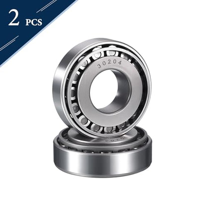 2 Pack 30204 Tapered Roller Bearing Cone and Cup Set | 20mm Bore 47mm OD 15.5mm Cup Width, Chrome Steel Wheel Bearings, ABEC-3 - size: 30204