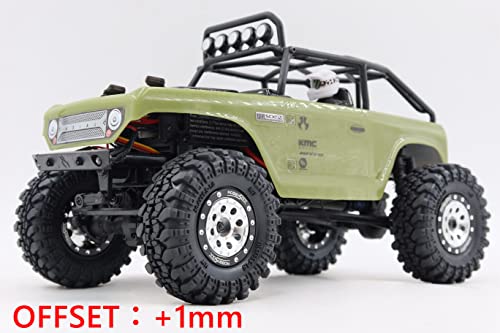 Adjustable Offset 1.0 Beadlock Wheels Black Silver, Heavy 1.0 offset rc rims Wheels 21g/rim For 1/18 Traxxas TRX4M Axial SCX24 90081 & Other RC Micro Crawler Truck, (4-Pack) - color: Black & Silver