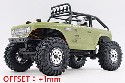 Adjustable Offset 1.0 Beadlock Wheels Black Silver, Heavy 1.0 offset rc rims Wheels 21g/rim For 1/18 Traxxas TRX4M Axial SCX24 90081 & Other RC Micro Crawler Truck, (4-Pack) - color: Black & Silver