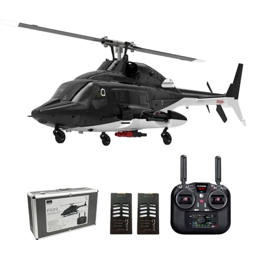 Hanll YUXIANG F02S 1:34 Scale 8CH GPS RC Helicopter – RTF Air-Wolf Replica with Dual Brushless Motors, Telemetry Transmitter, Optical Flow, Metal Servo, for Advanced Hobbyists—2 Batteries - color: F02s Helicopter, size: 2 Batteries
