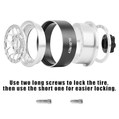 GLOBACT 1.9 Beadlock Wheel Rims for TRX4 TRX6 Axial SCX10 Redcat, Silver | Aluminum RC Wheel Hub, Adjustable 4 Offsets, 1/10 RC Crawler Upgrade - color: Silver