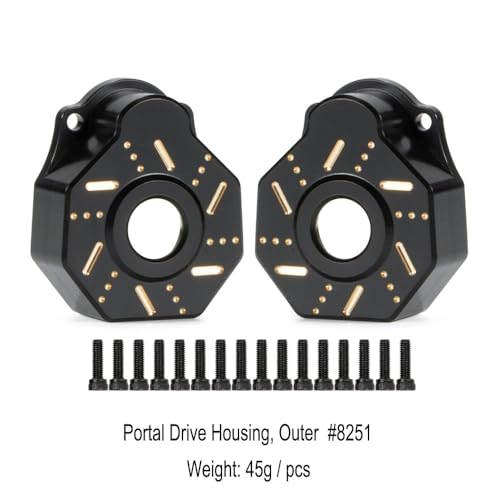 TRX4 Brass Counter Weight Black Coating Front Rear Portal Axle Housing Set Portal Cover Kit for 1/10 RC Crawler TRX6 TRX-4 Bronco Defender Upgrade Parts (Front Rear Kit B)