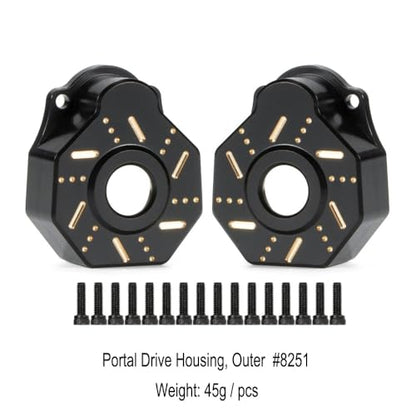TRX4 Brass Counter Weight Black Coating Front Rear Portal Axle Housing Set Portal Cover Kit for 1/10 RC Crawler TRX6 TRX-4 Bronco Defender Upgrade Parts (Front Rear Kit B)