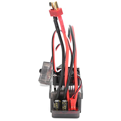 Dioche [320A TwoWay Brushed ESC with Brake and Cooling Fan - High Voltage Version for RC Cars and Boats - Durable Plastic & Aluminum Components Automatic Centering Control