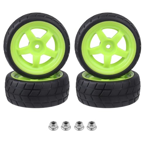 RC On-Road Tires and Wheels with 12mm Hex for 1/10 Traxxas 4Tec 2.0 3.0 HPI Racing RS4 HSP 94123 MST Tamiya Kyosho 1/14 WLtoys 144001 Drifting Touring Car, 4pcs