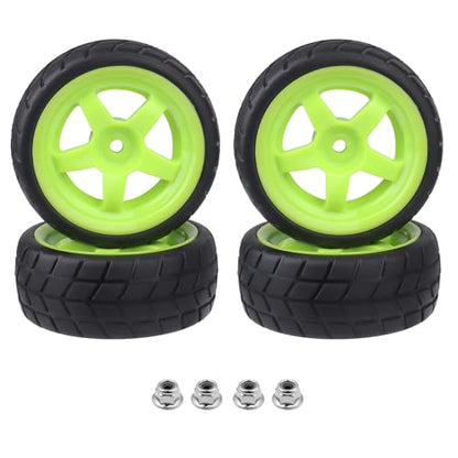 RC On-Road Tires and Wheels with 12mm Hex for 1/10 Traxxas 4Tec 2.0 3.0 HPI Racing RS4 HSP 94123 MST Tamiya Kyosho 1/14 WLtoys 144001 Drifting Touring Car, 4pcs