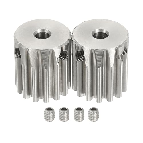 uxcell 2Pcs 1 Mod 14T Spur Gear 4mm Bore, 304 Stainless Steel Pinion Gear, 20°Pressure Angle, for Spur Rack and RC Model Car or Motor DIY - size: 1 Mod 14T, 4mm