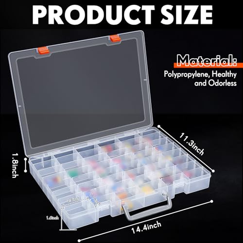 2 Pcs 48 Grids Plastic Bead Organizer Box with Divider, Clear - color: Clear