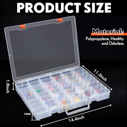 2 Pcs 48 Grids Plastic Bead Organizer Box with Divider, Clear - color: Clear