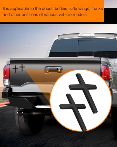 2PCS Metal Jesus Cross Car Emblem, 2.5"×1.8" 3D Silver Alloy Religious Jesus Christ Cross Badge Stickers, Self-Adhesive Automotive Christian Decals for Car Body, Tailgate, Window (Black) - color: black