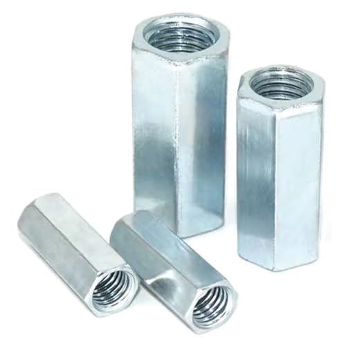 M10-1.5 x 49mm Long Rod Metric Hex Coupling Galvanized Carbon Steel Hex Threaded Rod Coupler for Furniture, Electronic, Industrial 10 Pcs - size: M10-1.5x49mm（10 Pcs）