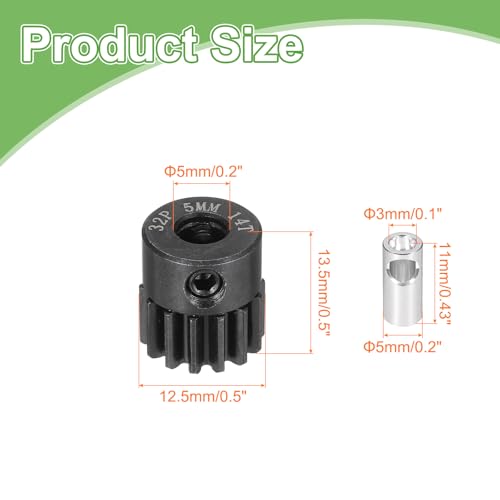 MECCANIXITY Steel 32P Gear Set with Gear Adapter 14T 5mm Shaft Motor Gears for RC Vehicles Truck Drift Car Part, Black - size: 14T