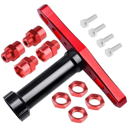 Hobbypark 12mm to 17mm Wheel Hex Hub Adapter Extension Conversion Offset for 1/10 RC Cars Trucks Off Road Buggy Upgrade 1/8 Tires (with Red Adapter) - color: With Red Adapter