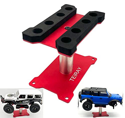 RC Car Work Stand Mat Repair Workstation Aluminum 360 Rotation Height Body Mounts for 1/16 1/18 1/24 SCX24 TRX4M Scale Cars Trucks RC car Display Stand (red) - color: Red