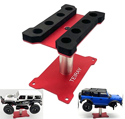 RC Car Work Stand Mat Repair Workstation Aluminum 360 Rotation Height Body Mounts for 1/16 1/18 1/24 SCX24 TRX4M Scale Cars Trucks RC car Display Stand (red) - color: Red