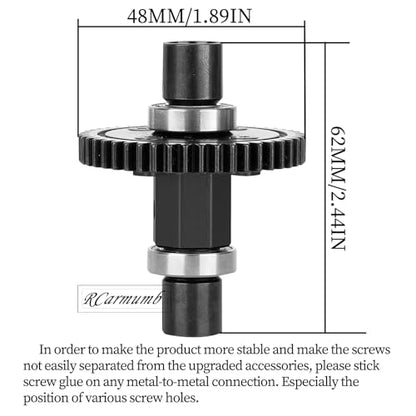52T Upgrade Part for 1/8 Sledge Center Diff to Straight Shaft,RCarmumb Medium Carbon Steel & Aluminum Heavy Duty Center Differential Spur Gear Shaft Replacement for Sledge Monster Truck,Black - color: Black(1set)